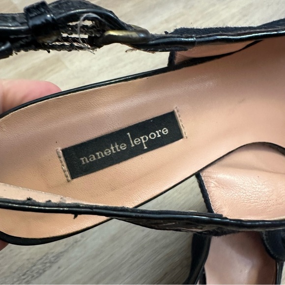 Nanette Lepore Black Canvas Bow Slingback Heels size 7 - Picture 6 of 9